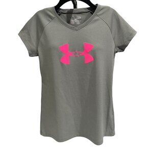 Under Armour Youth Girl Short Sleeve Gray Loose Fit T-shirt Pink Size YLG